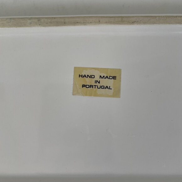 Oval Porcelain Trinket Bath Display Tray, Handmade in Portugal, White/Green - Picture 7 of 7
